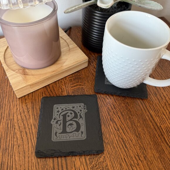 NEW - Monogrammed Slate Coasters (Set of 4) - Custom Personalization - Picture 2 of 7